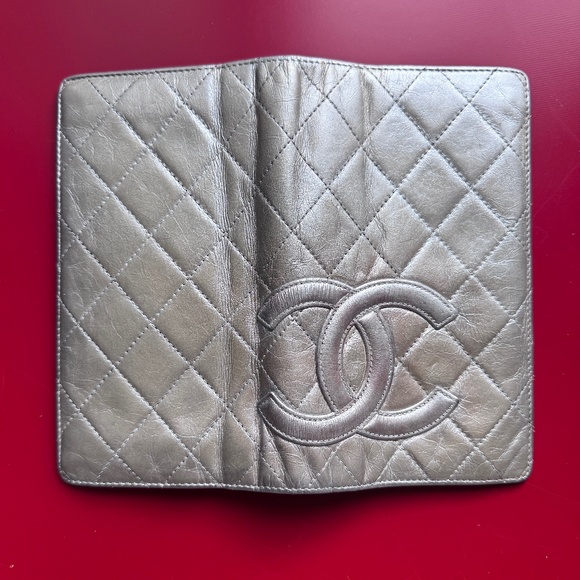 CHANEL Cambon Quilted Metallic Silver Long Bifold Wallet w/ COA in EUC - Picture 10 of 15